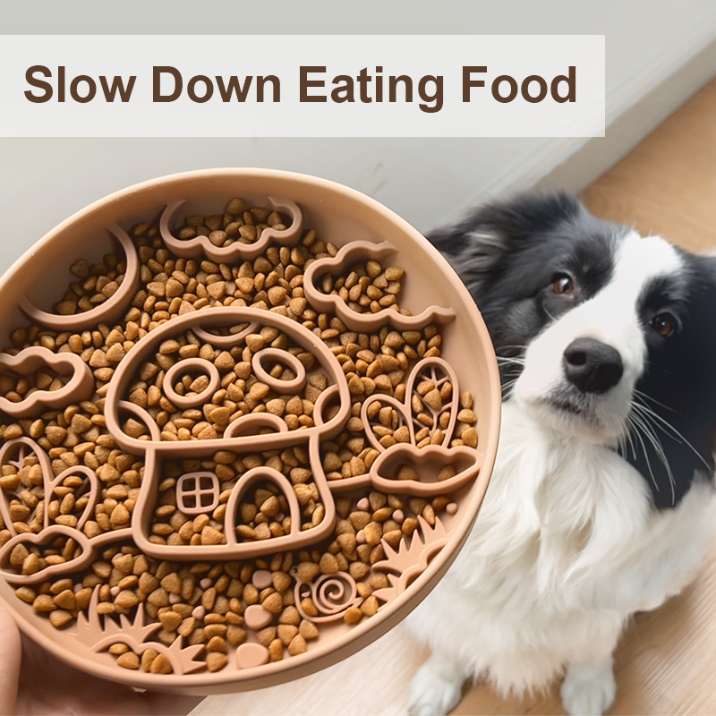 Silicone Suction Bowl - Nieuwe Paddestoel Hond Slow Food Kom