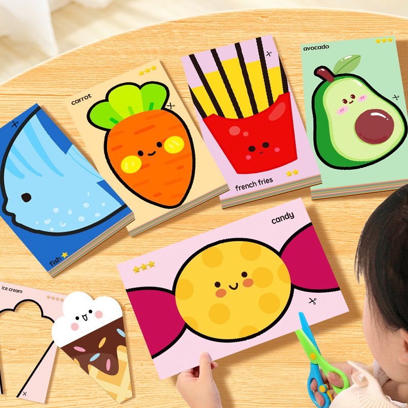 Baby Food Scissors - Handgemaakte papierknipjes Interessante origami-pakjes met dieren-/planten-/voedselpatronen