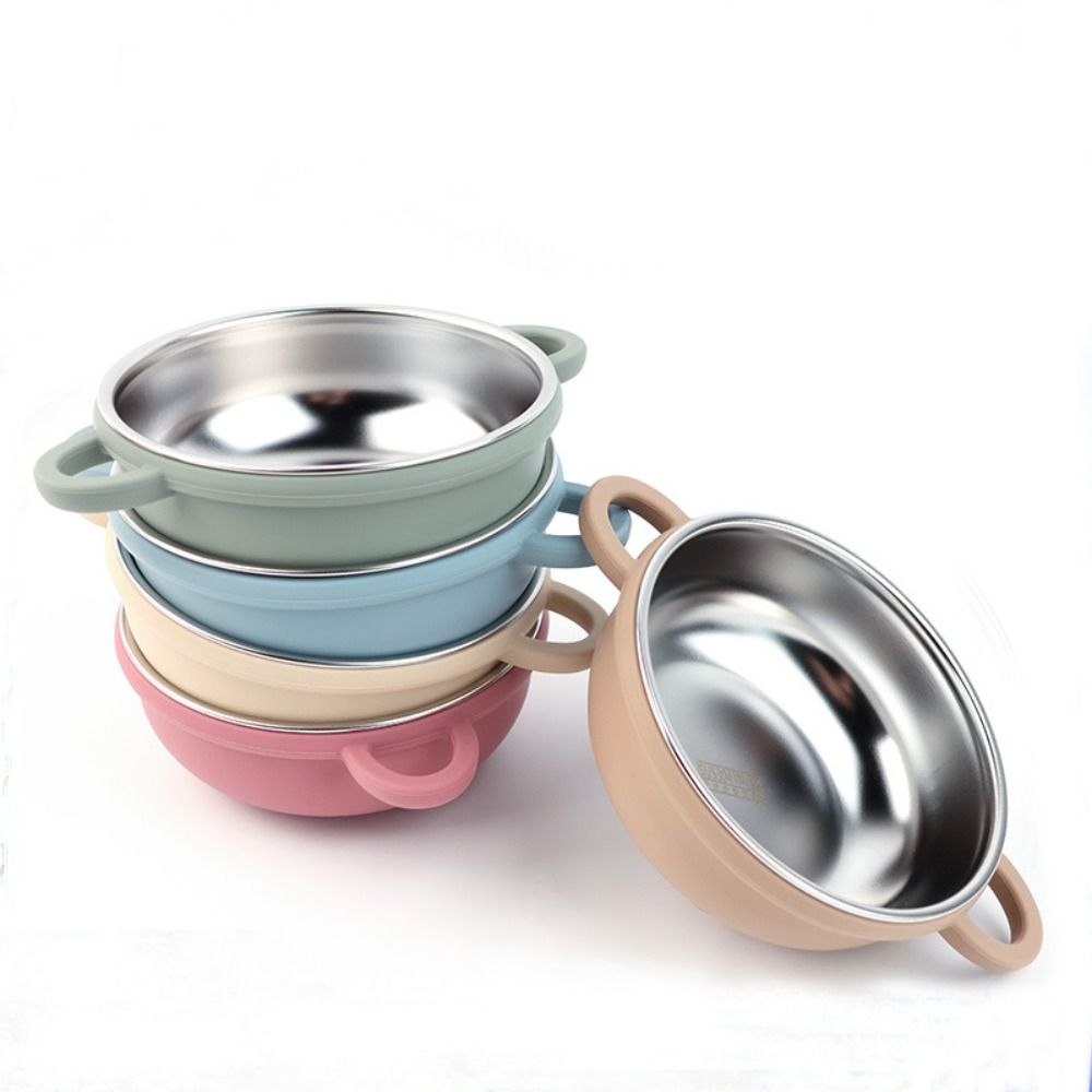 Silicone Suction Bowl - 304 roestvrijstalen babyvoedingsbak met siliconen zuignap,