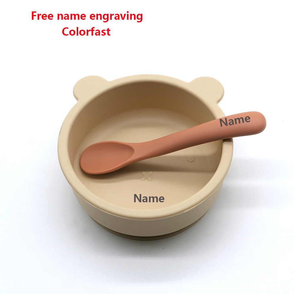 Silicone Suction Bowl - Kinderservies Set Kom Lepel Gepersonaliseerde Naam