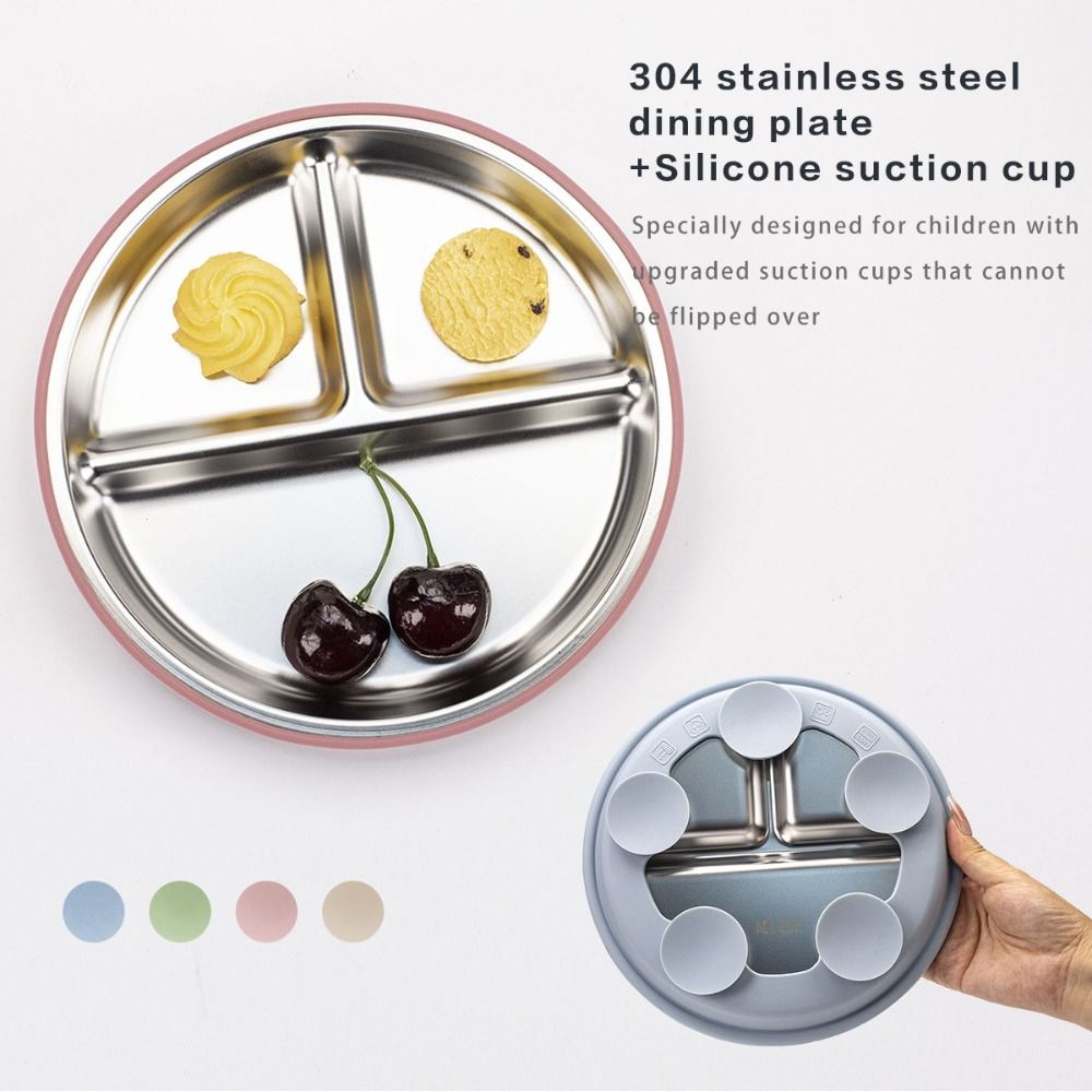 Plate Suction Toddler - Nieuwe antislip roestvrijstalen borden met siliconen